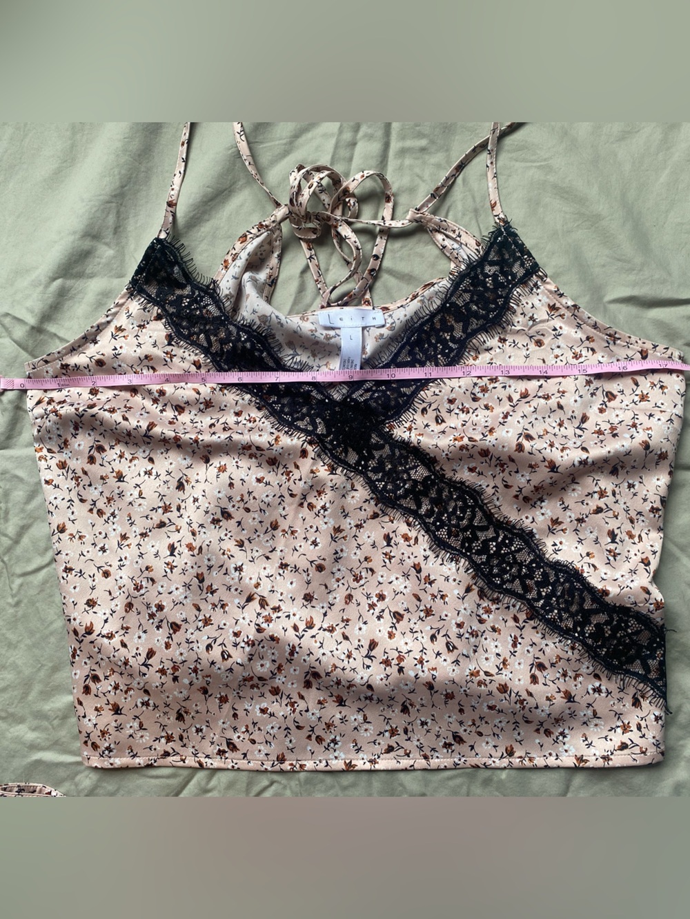 Nordstrom Leith Dusty Pink Camisole Slit Pencil Skirt Set w/ lace trim floral - Picture 8 of 9